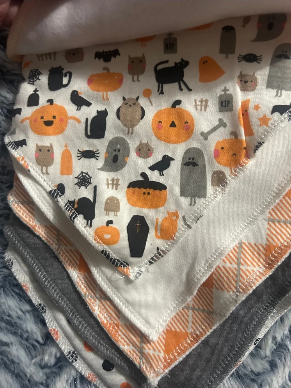 Modern Baby Orange & White Halloween Bandana Bib Set - 8 Pack